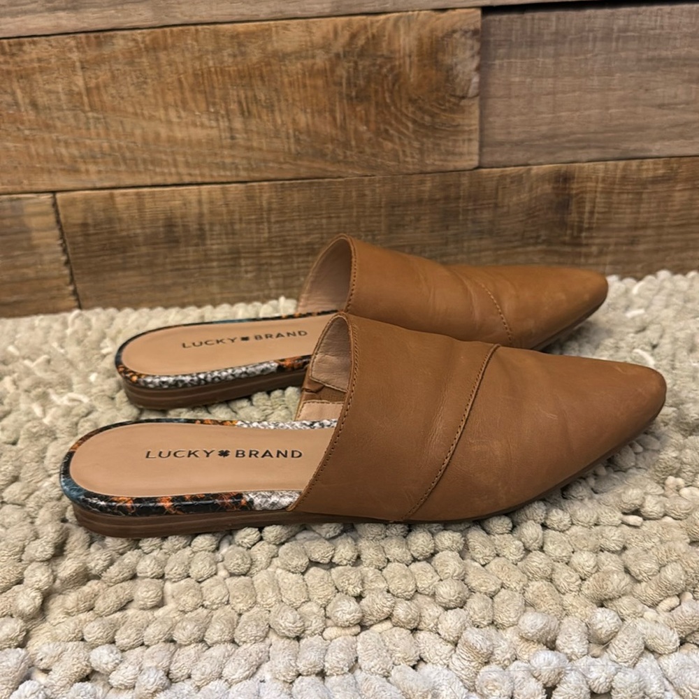 Brown lucky brand mules size 6.5